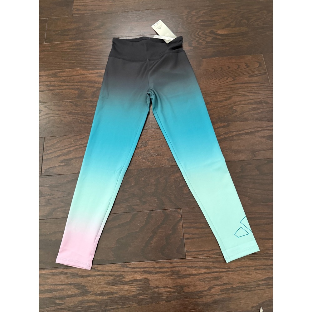 Adidas Girls Ombre Gradient Leggings Turquoise Pink AK4893 Size S 7/8 NEW